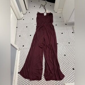 NWT koh koh Elegant Burgundy Jumpsuit size large